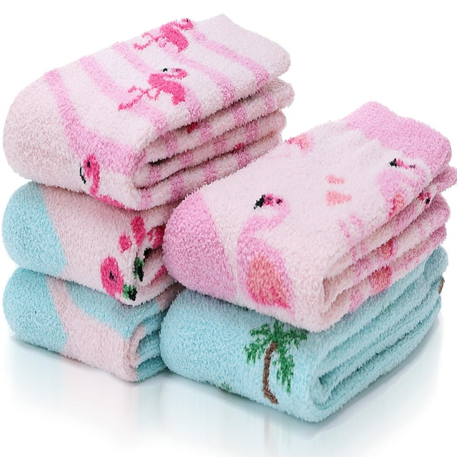 Calcetines EBMORE Fuzzy Fluffy Cozy para invierno, 5 pares, para mujer