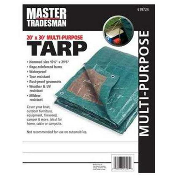 Master Tradesman RD 20 x 30 ft. Polyethylene Storage Tarp Cover - Hunter Green & Brown