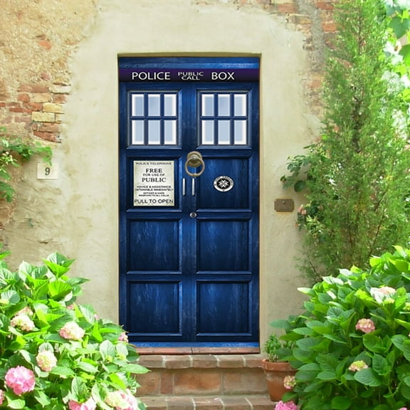 3D Door Stickers for Interior Doors Classic Blue Vintage British Police Public Call Box Sticker Poster Art Wall Paper