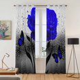 thumbnail image 2 of Blue Rose Kitchen Curtains Window Panels, Flower Raindrops Butterfly Grey Art Insulated Window Treatment Curtain, Grommet Curtains for Bedroom/Living Room/Bathroom, 2 Piece 42"Wx84"L, 2 of 8