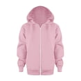 thumbnail image 2 of FINALGANG Teen Girls V Neck Full Zip Up Hooded Jacket With Dual Side Pockets Spring Regular Fit Solid Loose Casual Outerwear Top For Teenagers Soft Top Pink 3-4 Years, 2 of 6