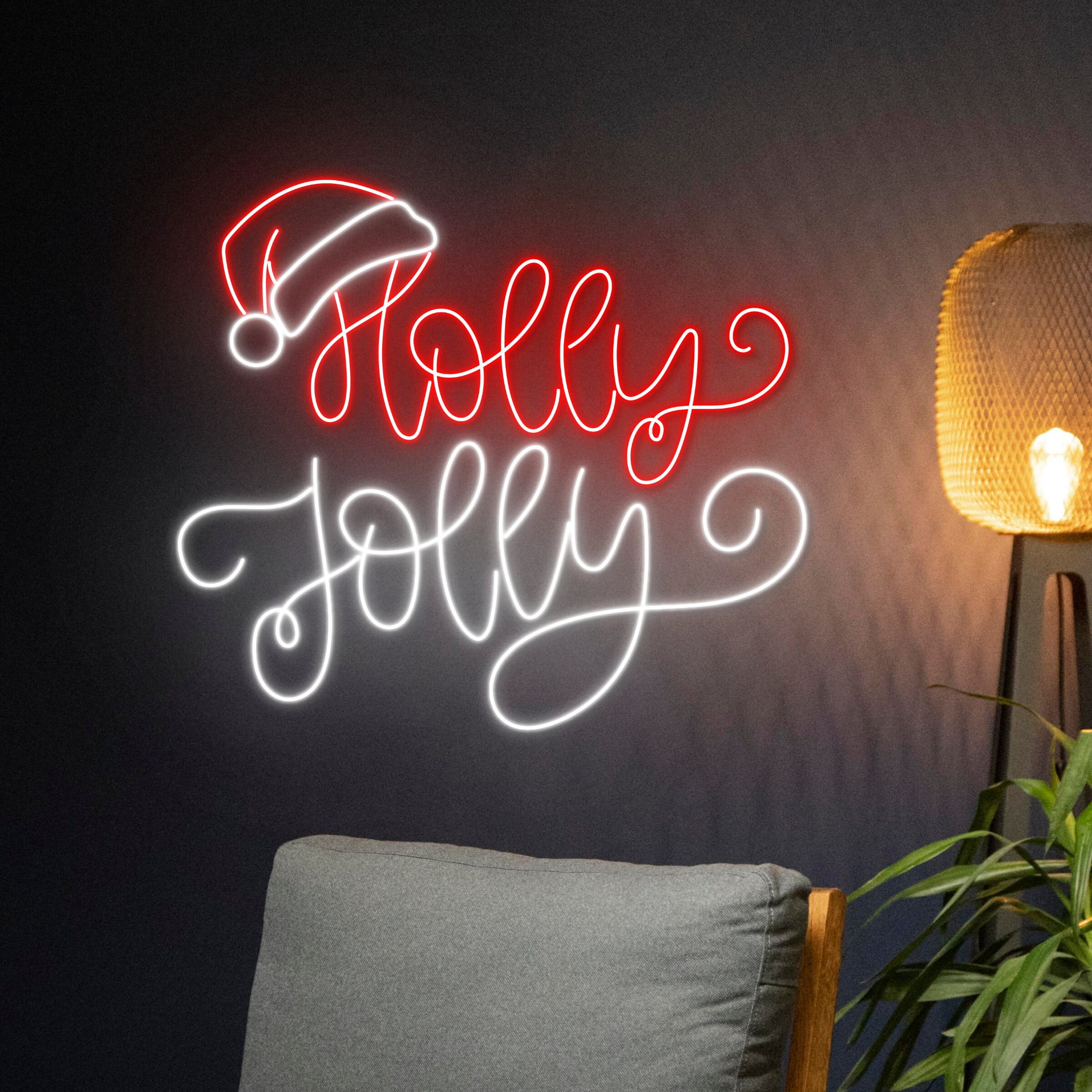 Handmadetneonsign Holly Jolly Neon Sign, Merry Christmas Led Sign, Christmas Neon Light, Happy