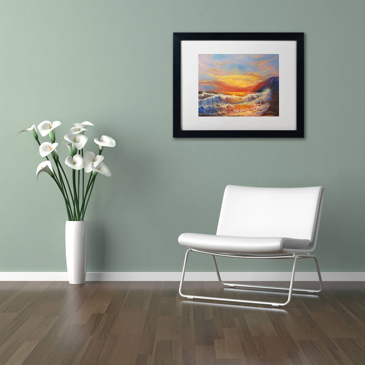 Trademark Fine Art "Hawaiian Sunset" Canvas Art by Manor Shadian, White Matte, Black Frame