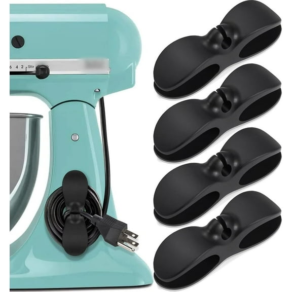 RUseeN Cord Organizer for Appliances, 4PCS Kitchen Appliance Cord Winder Cord Organizers, Cord Holder Cord Wrapper for Appliances Stick on Pressure Cooker, Mixer, Blender, Coffee Maker, Air Fryer