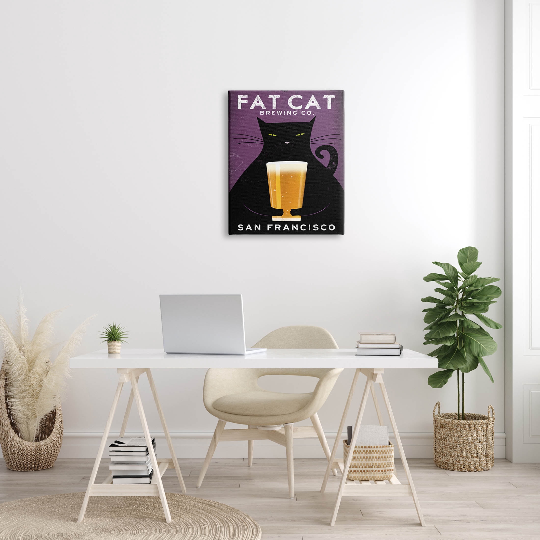 Stupell Industries Fat Cat Brewing Vintage Typography Graphic Art Gallery Wrapped Canvas Print Wall Art, Design by Ryan Fowler