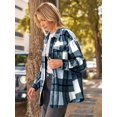 thumbnail image 3 of HSHDLDF Womens Casual Plaid Shacket Button Down Long Sleeve Shirt, 3 of 6