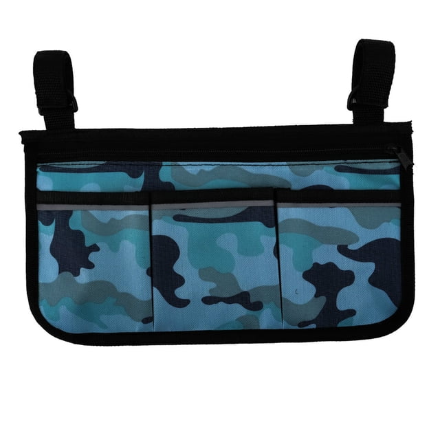 Graflsoa Sac de Rangement Latéral pour Fauteuil Roulant Camouflage Réfléchissant avec Multiples Poches pour Maison et Bureau