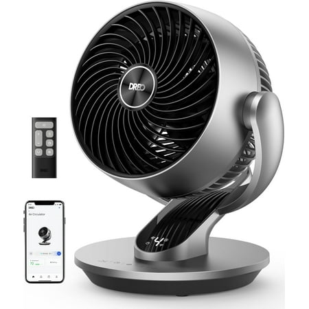 Smart Fan for Bedroom,120° Vertical and 90° Oscillating with Remote/Voice, 13 Inch Height Quiet Air Circulator Whole Room, 70 ft, 4 Speeds, 5 Modes, 12H Timer, Desk Fans Home, Office
