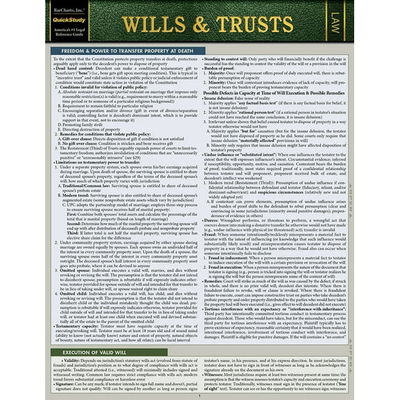 Wills & Trusts: A Quickstudy Laminated Law Reference & Bar Exam Study Guide (Other)