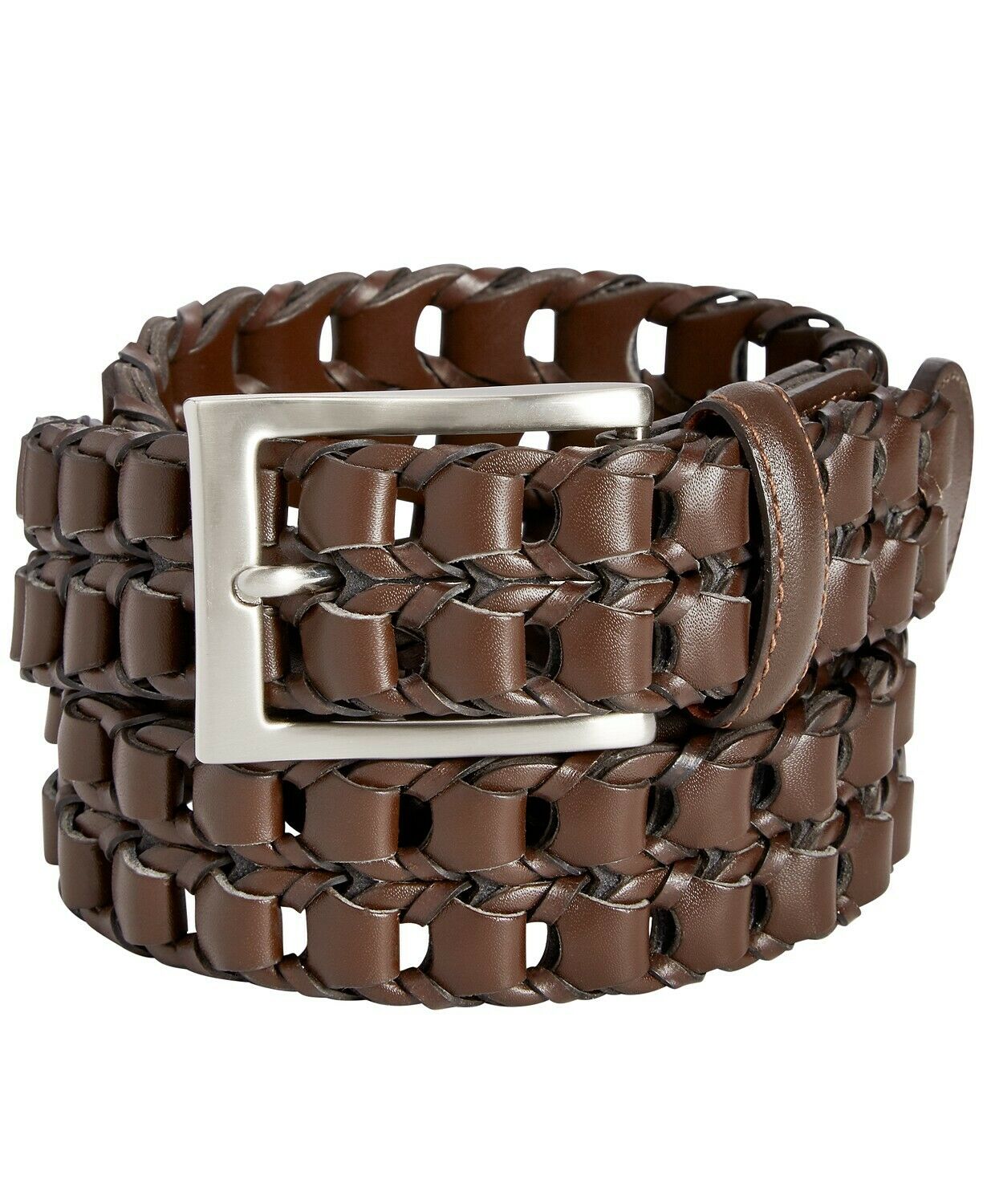 Perry Ellis Men's Leather Buckle Braided Belt Brown Size Small - image 2 of 2