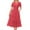 Red, variant on Annhoo Womens Cotton Summer Dresses V Neck Short Sleeve Hollow out Elastic Waisted Casual Travel Long Sundresses