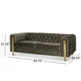 thumbnail image 6 of Noble House Addyston Velvet Tufted 3 Seater Sofa, Gray and Gold, 6 of 8