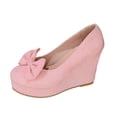 thumbnail image 1 of Pink Womens Block Heel Shoes Round Toe High Heel Thick Sole Comfortable Non Slip Soft Sole Bow Durable Lightweight Breathable All Day Walking Use, 1 of 9