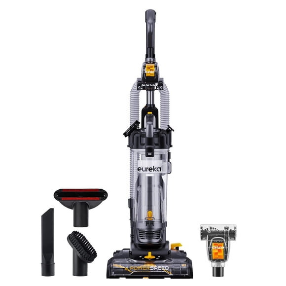 Aspiradora Vertical Eureka PowerSpeed Negro Amarillo Ligera y Potente para Alfombras y Suelos Duros