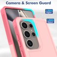 thumbnail image 3 of kmemek7-Case for Samsung Galaxy S25 Ultra, Cute Heavy Duty Shockproof Drop Proof Anti-Slip Military Grade Dual Layer Full Body 360 Protection Rugged Grip Case Back Cover with Screen Protector-Pink, 3 of 4