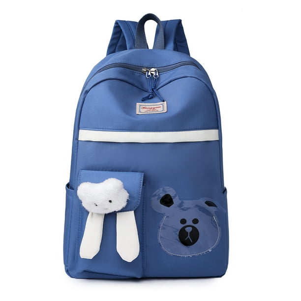 Mochila de dibujos animados Mochila de oso para niñas Mochila linda para uso diario (Azul)