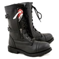 thumbnail image 2 of Milwaukee Leather Women's Graze Black Leather Lace-Up Motorcycle Boots with Zipper Pocket MBL9369 5.5, 2 of 10
