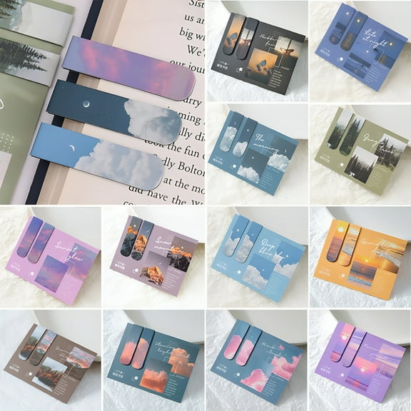 CCOCC 2Pcs Magnetic Bookmark,Simple & Literary Book Marker Clip for Book Lover Cute Book Paging Marker Magnet to Locate Reading Progress Students Stationery Reward Teacher's Day Gift