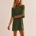 thumbnail image 2 of cfhntfmh Robes d'Été pour Femmes 2024 Robe Mini à Manches Courtes Col Rond Ample de Plage avec Poches, 2 of 7