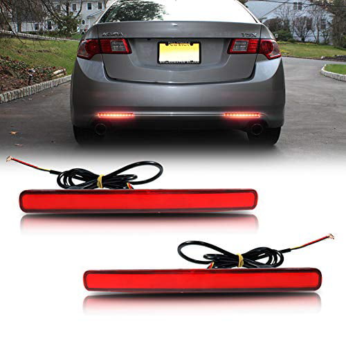 For 2009 2010 2011 2012 2013 2014 Acura TSX Clear Lens 48-LED Rear Bumper Reflector Brake Lights Lamps