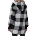 thumbnail image 2 of Innerwin Hooded Jacket Long Sleeve Women Cardigan Jackets Daily Wear Plaid Comfy Coat Black L, 2 of 3