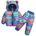 thumbnail image 2 of 3-4 Years Toddler Baby Girl Outfits Long Sleeve Print Sweatshirt and Pants Two Piece Set Fall Winter School Gift Set for Girls,BlueOutfit, 2 of 7