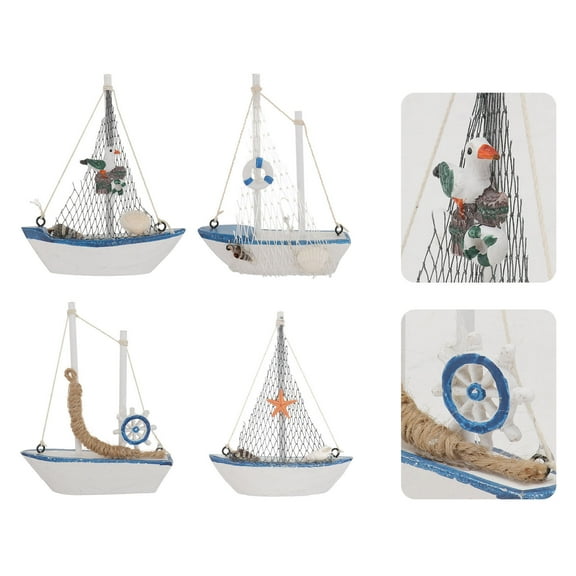 Raindrops  4 Pcs Boat Model Nautical Sailing Beach Themed Party Decoration