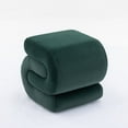 thumbnail image 3 of Modern S-shaped Ottoman, Velvet Upholstered Square Chairs Footstool with Padded Seat Cushion for Living Room Bedroom, 19.3"×18.1"×18.1", Green, 3 of 7