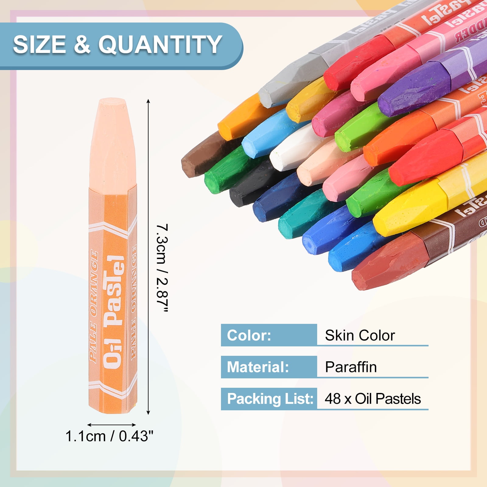 Uxcell Skin Color Oil Pastels, 48Pcs Soft Oil Crayons Vibrant and Creamy Pastels Stick Art Supplies for Art Painting Drawing Blending Graffiti for Artists Beginners