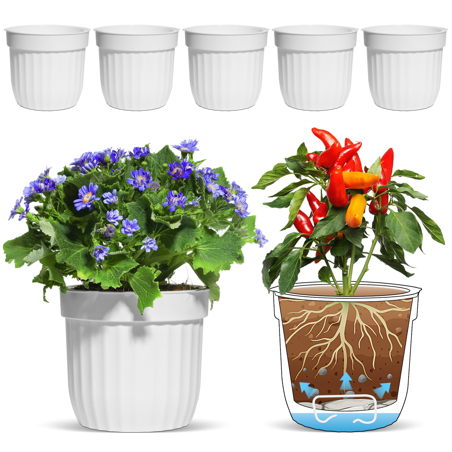 Details about   Plant Pot Self Watering Garden Planter Plastic Resin for Indoor Plants 