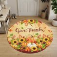 thumbnail image 3 of Round Area Rugs 4Ft, Thanksgiving Non-Slip Washable Circle Rugs Carpet, Orange Fall Pumpkin Maple Cones Sunflowers Indoor Outdoor Rug Floor Mats Throw Runner for Bedroom Living Room Bathroom, 3 of 7