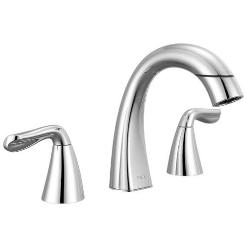 Delta Faucet Arvo Pull-Down Widespread Bathroom Faucet, Chrome Bathroom Sink Faucet, Bathroom Faucet with Pull Out Sprayer, 3-Hole Bathroom Faucet, Chrome 35840LF-PD