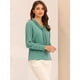 thumbnail image 3 of Blusa Elegante de Oficina para mujer Allegra K Camisa Plisada con cuello de Lazo Azul Menta S, 3 of 5