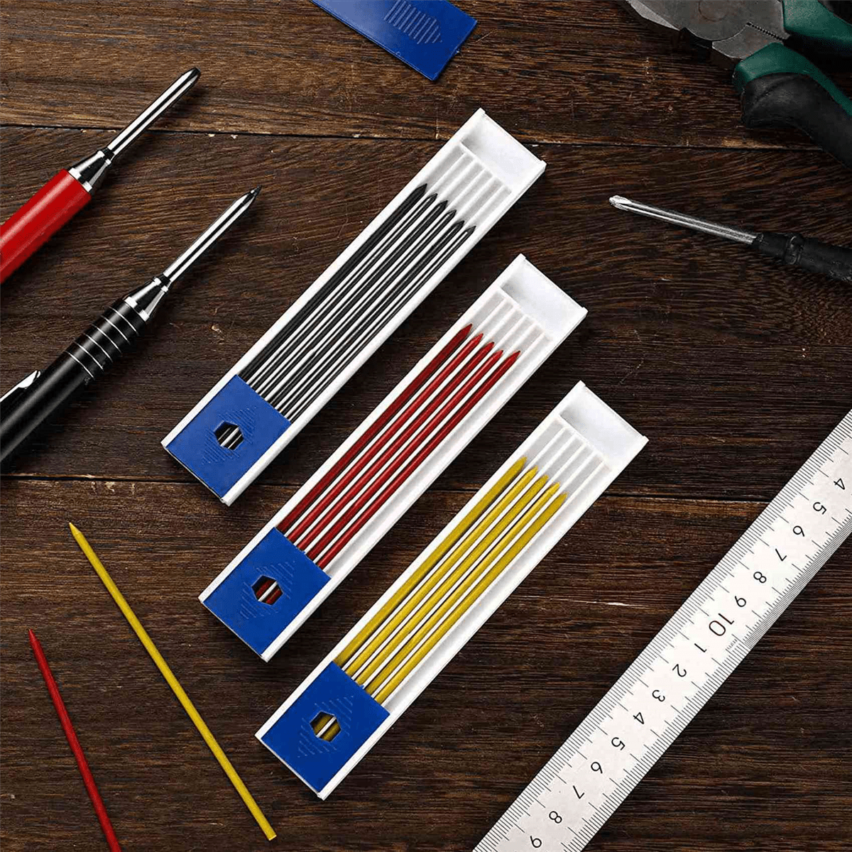 120 Pcs 2.8 mm Solid Carpenter Pencil Set Pencil Refills for Carpenter Carpenter Woodworking Mechanical Pencil