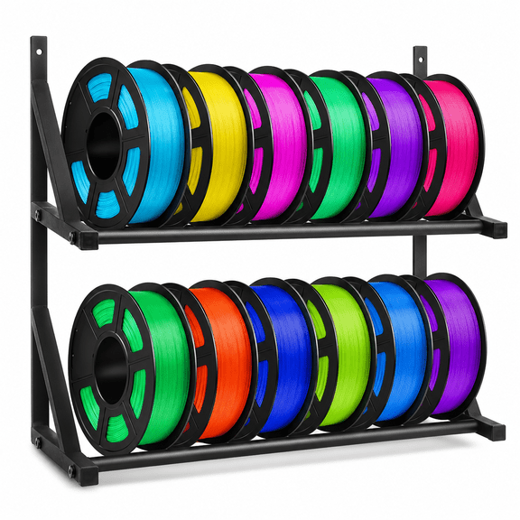 Wall-Mounted Filament Storage Rack - Wall-Mounted 3D Printer Stand Storage Rack Double-Layer Filament Spool Holder for Organized Filament Storage (Black)