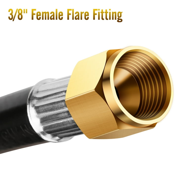 WADEO 12FT Propane Extension Hose, 3/8 inch Female Flare Fitting x 3/8 inch Male Flare Fitting Propane Hose for Gas Grill, RV, Turkey Cooker, Propane Fire Pit, Heater, Generator, Gas Grill, and More WADEO 12FT Propane Extension Hose, 3/8 inch Female Flare Fitting x 3/8 inch Male Flare Fitting Propane Hose for Gas Grill, RV, Turkey Cooker, Propane Fire Pit, Heater, Generator, Gas Grill, and More