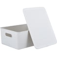 thumbnail image 6 of Superio 15L Medium White Smoke Ribbed Storage Bin with Lid, Plastic Storage Bin, 6 of 6