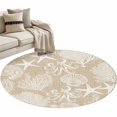 thumbnail image 2 of Beige Coastal Round Living Room Rugs 4 ft, Nautical Starfish Octopus Coral Summer Washable Area Rug with Non-Slip Sturdy Edge Binding Round Carpet for Entryway Kitchen Bedroom Bathroom, 2 of 9
