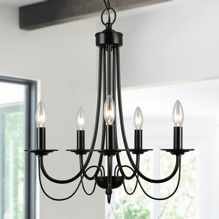 

LaLuz Modern Black 5-light French Country Chandelier Island Light for Dining Room - W 18.5 x H 23.5
