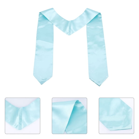 Topbathy Unisex Graduation Stole Sash Sky-Blue Polyester 1Pack