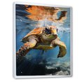 thumbnail image 2 of Designart "Ethereal Underwater Turtle Meeting I" Animals Turtle Floater Framed Wall Decor, 2 of 5
