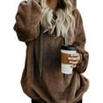 thumbnail image 2 of EFINNY Womens Oversized Warm Double Fuzzy Hoodies Casual Loose Pullover Hooded Sweatshirt Outwear, 2 of 8