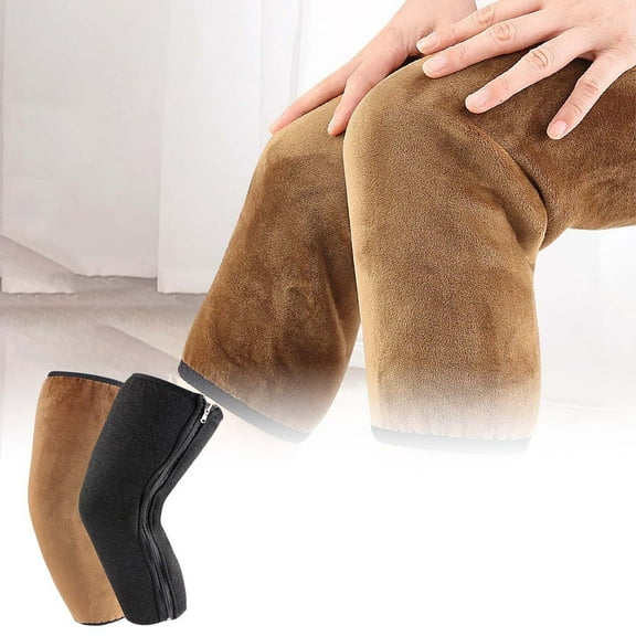 Autumn Winter Velvet Enveloping Sheepskin Double Layer Thickened Knee Warmers Leg Zippered Support Sleeves
