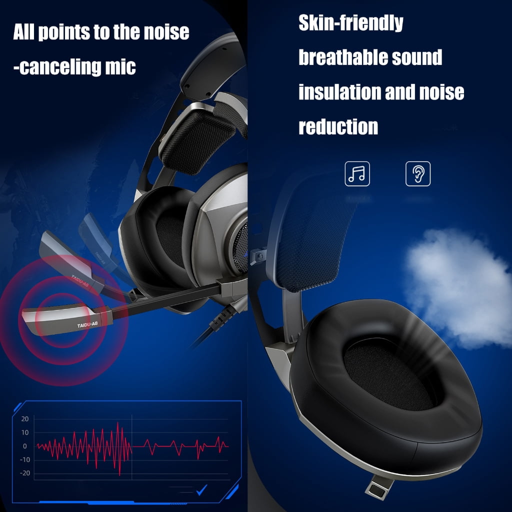 Adjustable Over Ear Headphones With Microphone Inside Noise Cancelling 7.1 Sound