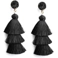thumbnail image 1 of Pendientes de borla en capas de colores Pendientes colgantes de gota de borla en niveles bohemios para niñas adolescentes Cumpleaños Navidad Amigos Regalo Xemadio LRWJ271-1, 1 of 3