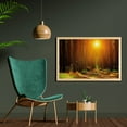 thumbnail image 2 of Landscape Wall Art with Frame, Sunset Dawn Sun Rise Beams in Forest Tree Nature Plants Print Image, Printed Fabric Poster for Bathroom Living Room, 35" x 23", Earth Yellow Dark Orange, by Ambesonne, 2 of 2