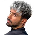 thumbnail image 1 of Handsome Men Silver Grey Full Wigs Short Straight Hair Wig, 1 of 4