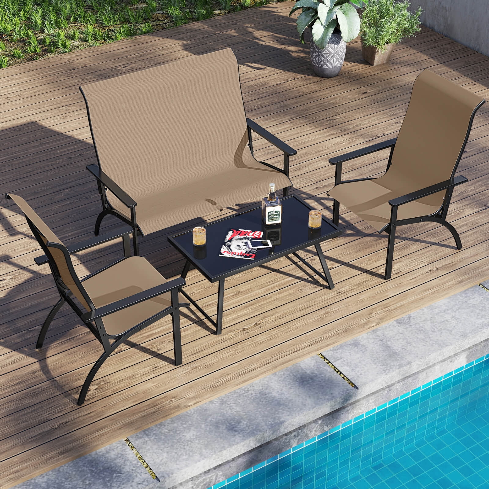 Costway 1PCS Adirondack Chair with 400 lbs Weight Capacity High Back and Metal Frame Outdoor