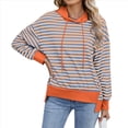 thumbnail image 2 of Sudadera de Rayas de Gran Tamaño para Mujer, Sudadera con Capucha de Bloques de Color, Jersey de Larga, Ropa Y2K Color Naranja XL, 2 of 10
