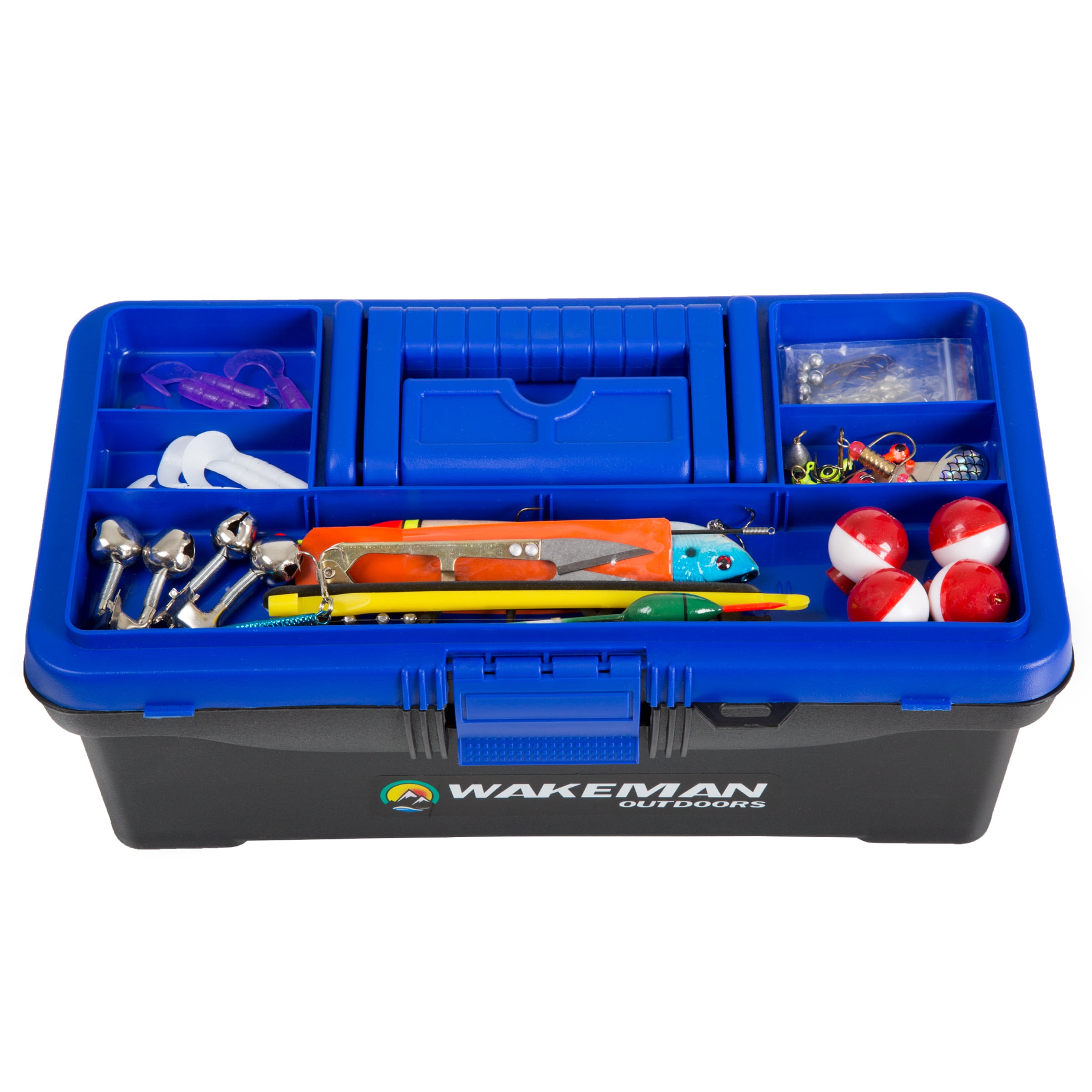 55-Piece Fishing Tackle Set – Tackle Box Includes Sinkers, Hooks, Lures,  Bobbers, Swivels, Fishing Line, and More – Fishing Gear by Wakeman (Blue) 